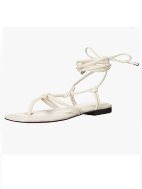 NEW Marc Fisher Falina Lace Up Ankle Tie Sandals Women's Size 5.5 Ivory Vegan
